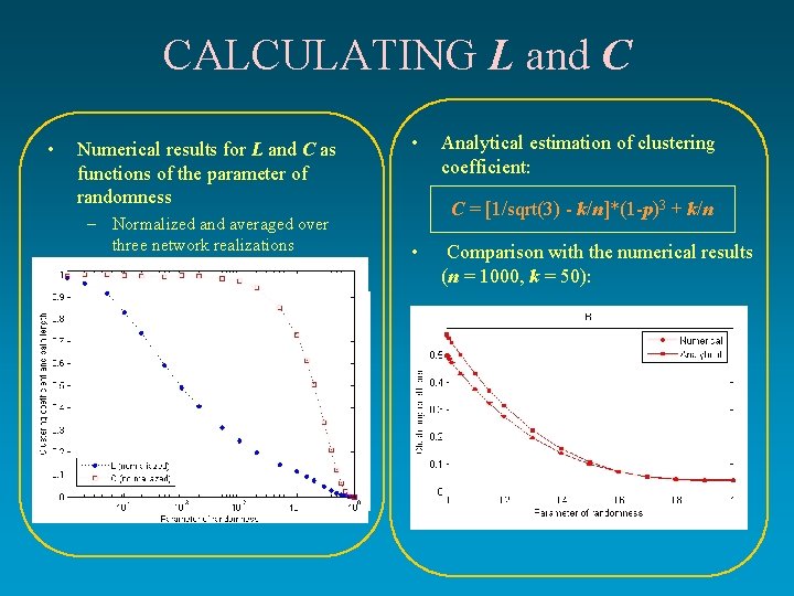 CALCULATING L and C • Numerical results for L and C as functions of CALCULATING L and C • Numerical results for L and C as functions of