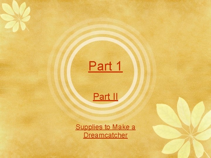 Part 1 Part II Supplies to Make a Dreamcatcher Part 1 Part II Supplies to Make a Dreamcatcher