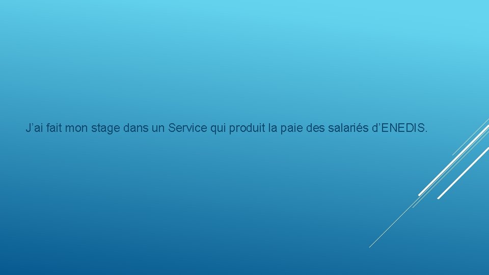 J’ai fait mon stage dans un Service qui produit la paie des salariés d’ENEDIS.