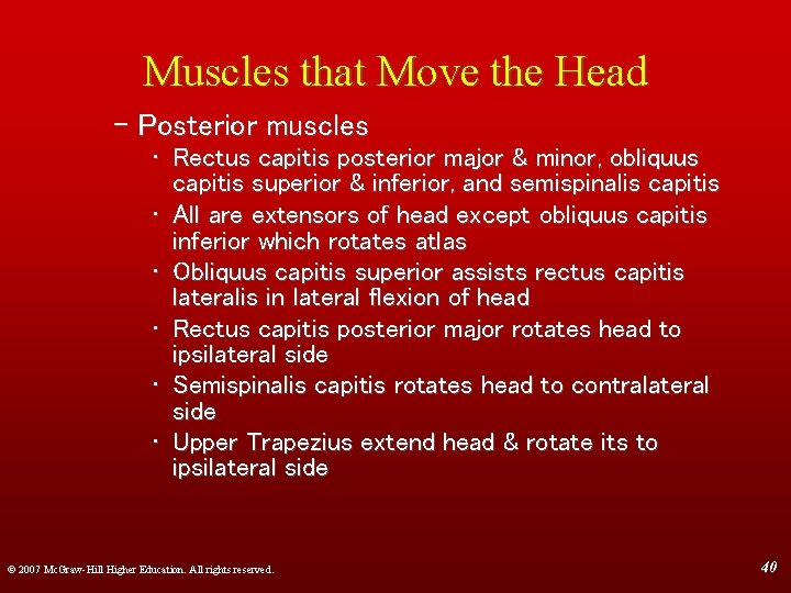 Muscles that Move the Head – Posterior muscles • Rectus capitis posterior major &