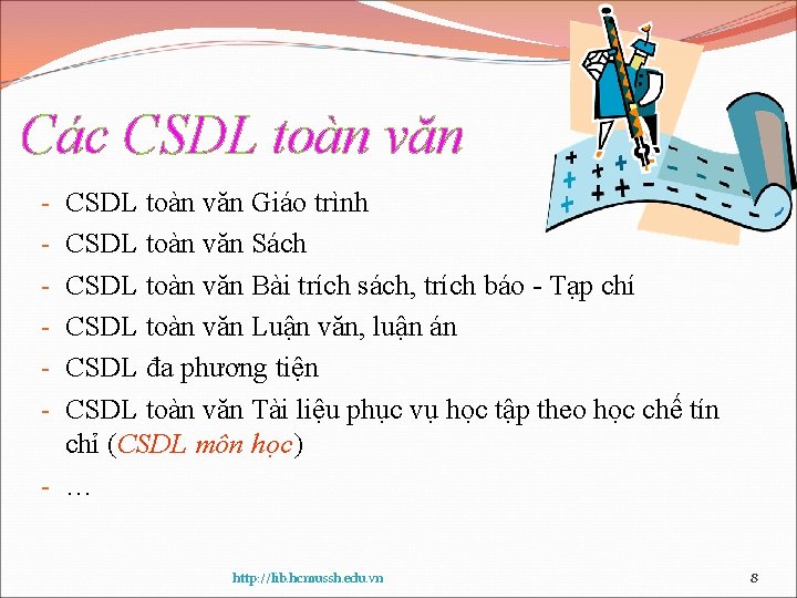 Các CSDL toàn văn Giáo trình CSDL toàn văn Sách CSDL toàn văn Bài
