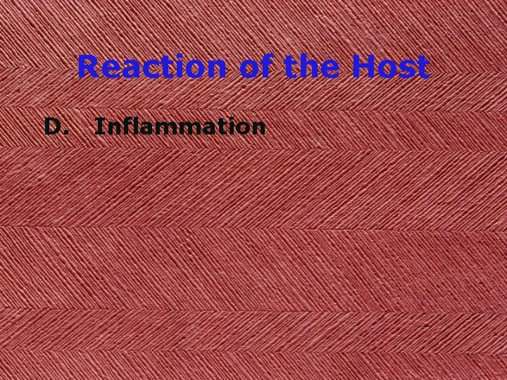 Reaction of the Host D. Inflammation 