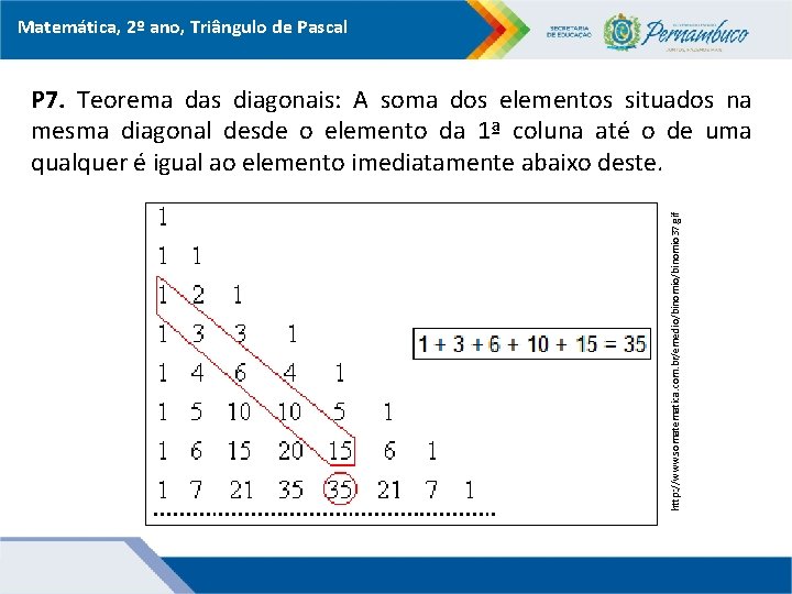 Matemática, 2º ano, Triângulo de Pascal http: //www. somatematica. com. br/emedio/binomio 37. gif P