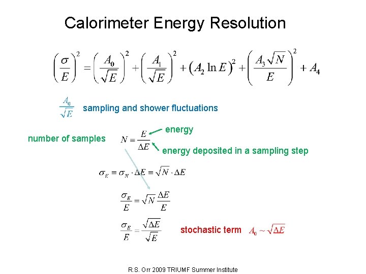 Calorimeter Energy Resolution sampling and shower fluctuations number of samples energy deposited in a