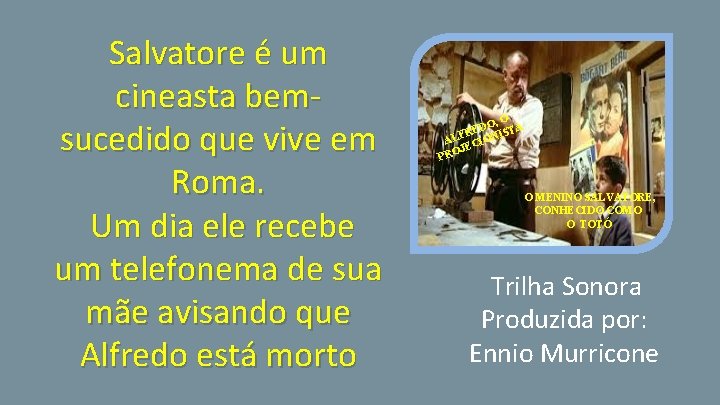 Salvatore é um cineasta bemsucedido que vive em Roma. Um dia ele recebe um