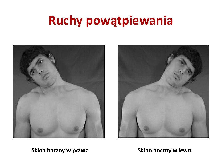 Ruchy powątpiewania Skłon boczny w prawo Skłon boczny w lewo Ruchy powątpiewania Skłon boczny w prawo Skłon boczny w lewo