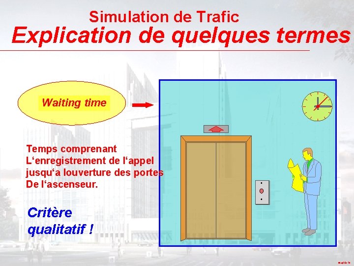 Simulation de Trafic Explication de quelques termes Waiting time Temps comprenant L‘enregistrement de l‘appel