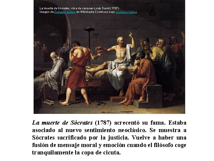 La muerte de Socrates, obra de Jacques-Louis David (1787) Imagen de Primary. Partition en La muerte de Socrates, obra de Jacques-Louis David (1787) Imagen de Primary. Partition en