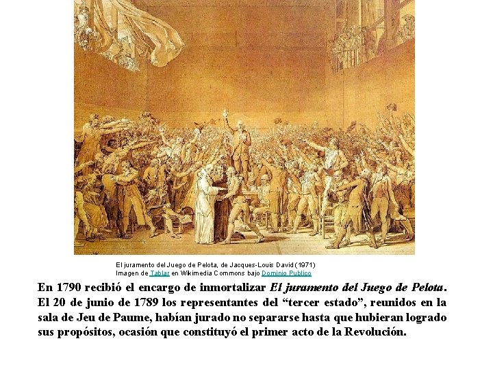 El juramento del Juego de Pelota, de Jacques-Louis David (1971) Imagen de Tablar en El juramento del Juego de Pelota, de Jacques-Louis David (1971) Imagen de Tablar en