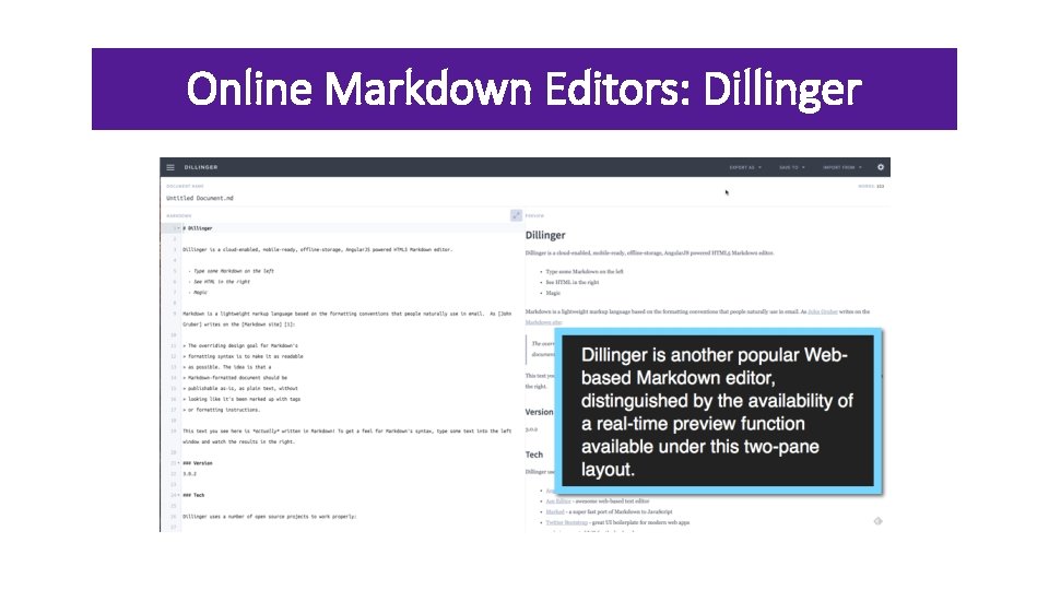 Online Markdown Editors: Dillinger 