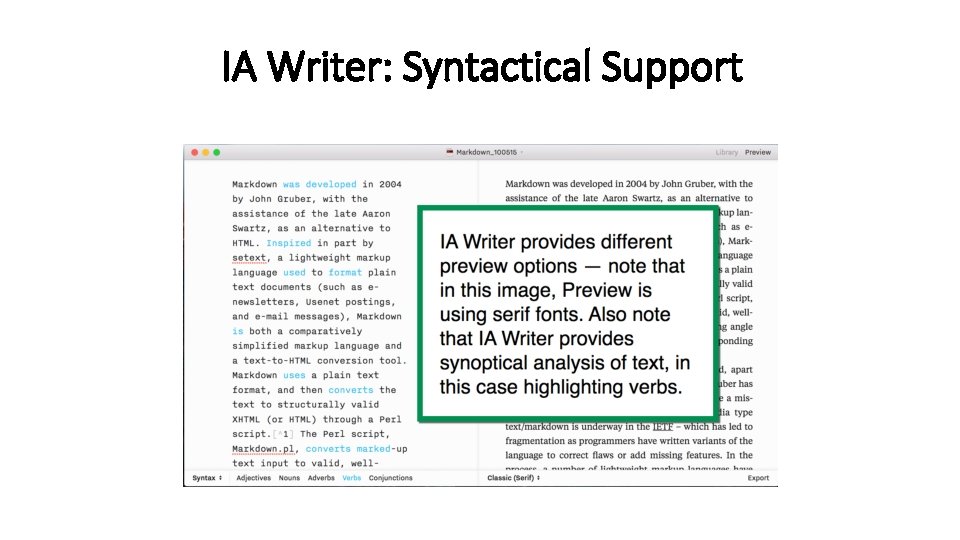 IA Writer: Syntactical Support 