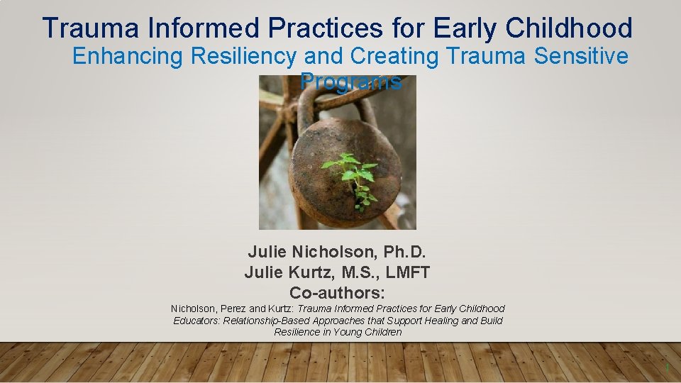 Trauma Informed Practices for Early Childhood Enhancing Resiliency and Creating Trauma Sensitive Programs Julie
