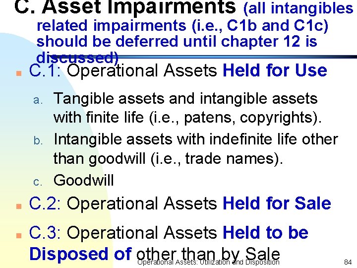 C. Asset Impairments (all intangibles related impairments (i. e. , C 1 b and