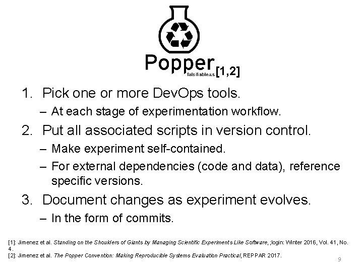 [1, 2] 1. Pick one or more Dev. Ops tools. – At each stage