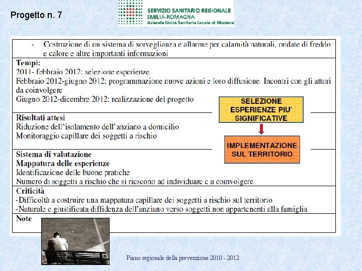 Progetto n. 7 Piano regionale della prevenzione 2010 - 2012 