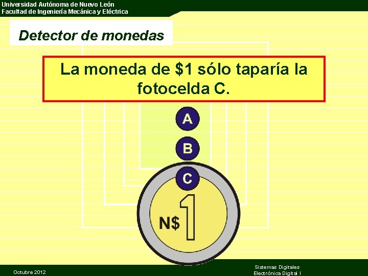 Universidad Autónoma de Nuevo León Facultad de Ingeniería Mecánica y Eléctrica Detector de monedas