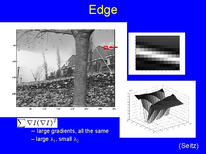 Edge – large gradients, all the same – large l 1, small l 2 Edge – large gradients, all the same – large l 1, small l 2