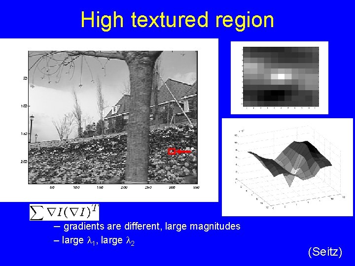 High textured region – gradients are different, large magnitudes – large l 1, large High textured region – gradients are different, large magnitudes – large l 1, large