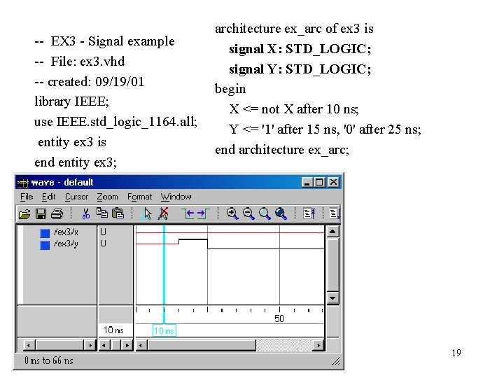 -- EX 3 - Signal example -- File: ex 3. vhd -- created: 09/19/01