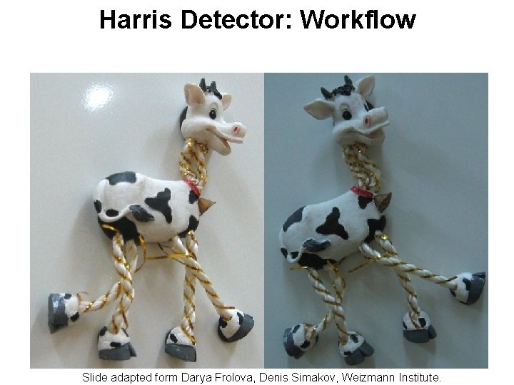 Harris Detector: Workflow Slide adapted form Darya Frolova, Denis Simakov, Weizmann Institute. 