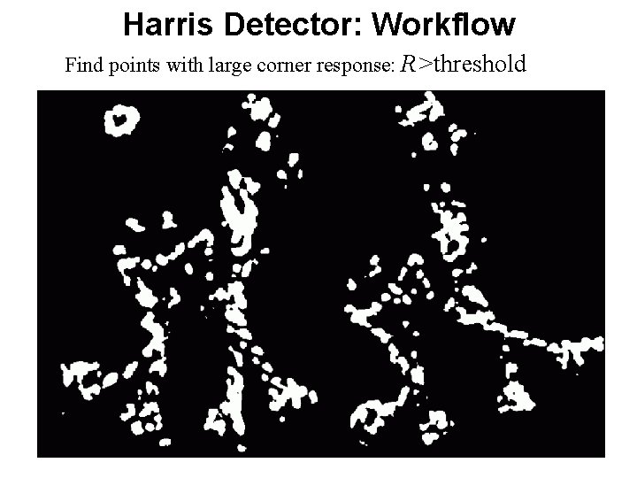 Harris Detector: Workflow Find points with large corner response: R>threshold 