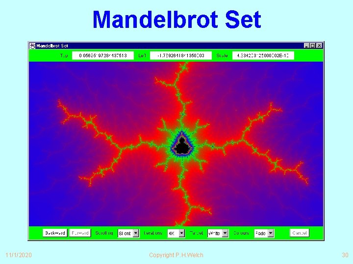 Mandelbrot Set 11/1/2020 Copyright P. H. Welch 30 