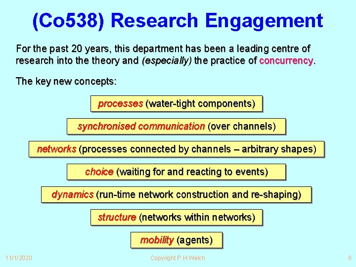 (Co 538) Research Engagement For the past 20 years, this department has been a