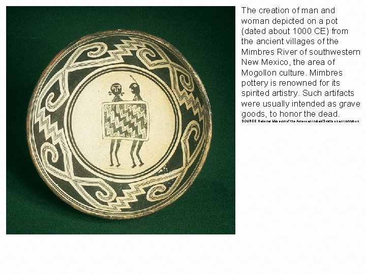 The creation of man and woman depicted on a pot (dated about 1000 CE)