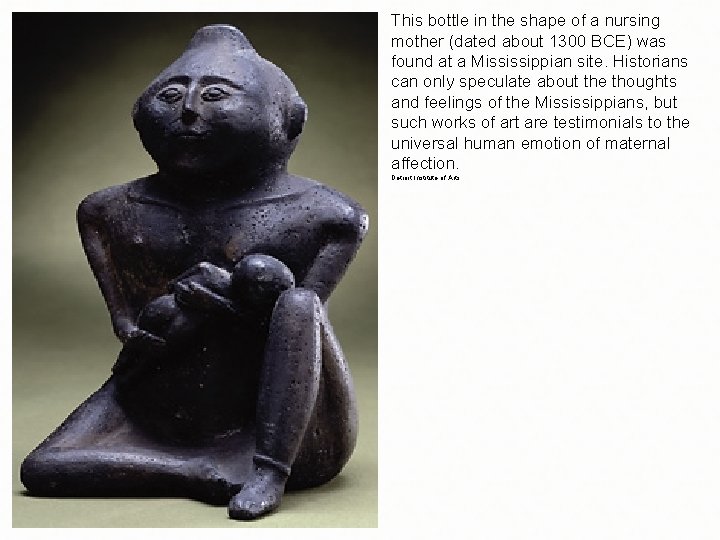 This bottle in the shape of a nursing mother (dated about 1300 BCE) was