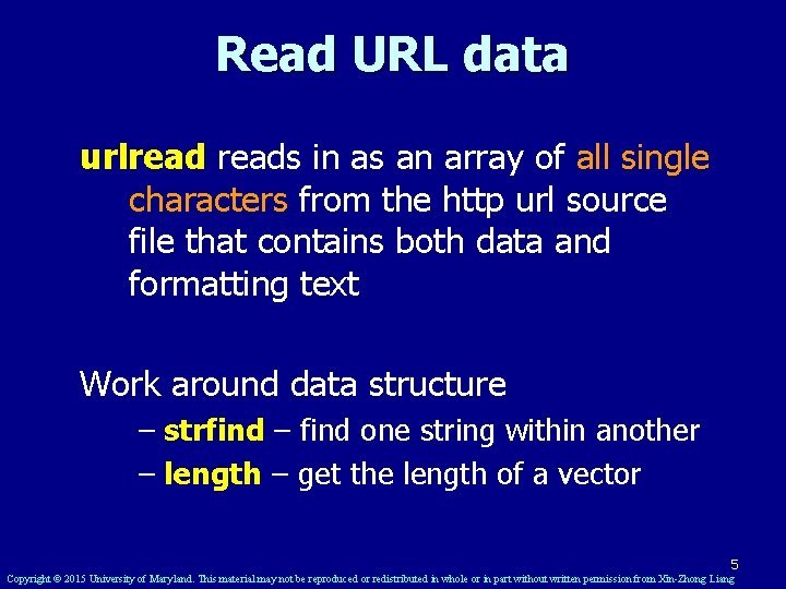 Read URL data urlreads in as an array of all single characters from the