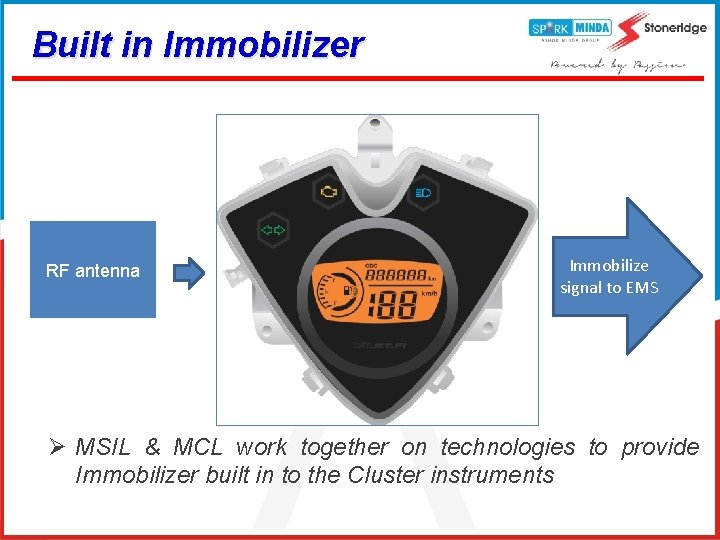 Built in Immobilizer RF antenna Immobilize signal to EMS Ø MSIL & MCL work