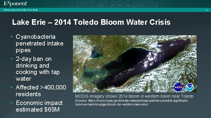 Engineering and Scientific Consulting 11 Lake Erie – 2014 Toledo Bloom Water Crisis •