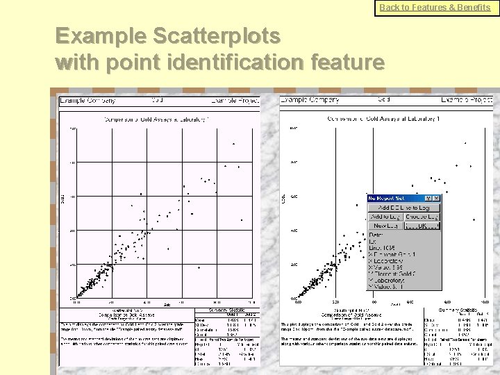 Back to Features & Benefits Example Scatterplots with point identification feature 