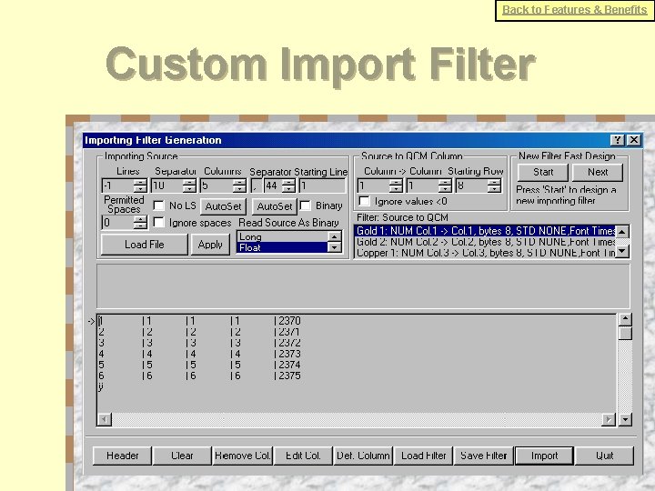 Back to Features & Benefits Custom Import Filter 
