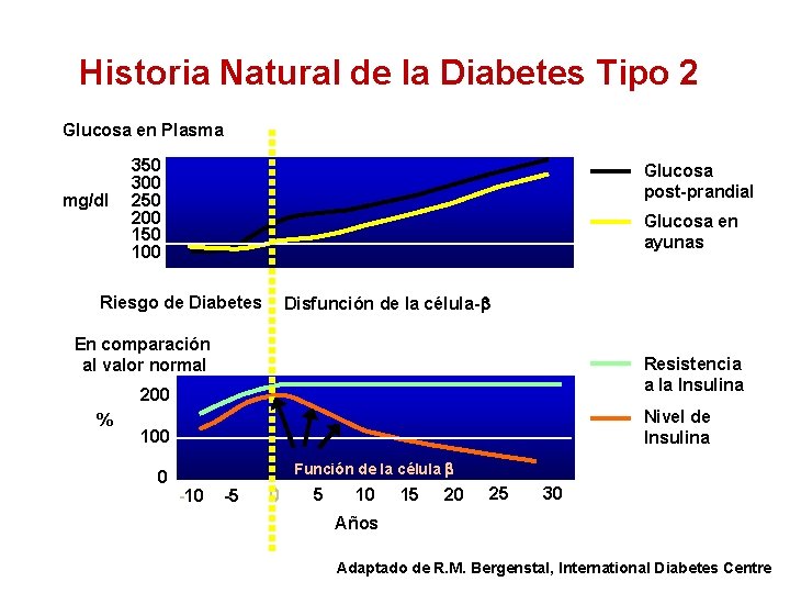Historia Natural de la Diabetes Tipo 2 Glucosa en Plasma mg/dl 350 300 250