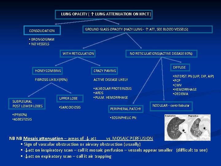 LUNG OPACITY ( ↑ LUNG ATTENUATION ON HRCT ) GROUND GLASS OPACITY (HAZY LUNG