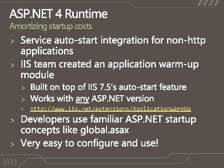 Amortizing startup costs > > > http: //www. iis. net/extensions/Application. Warm. Up > >