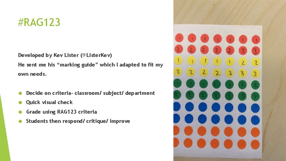 #RAG 123 Developed by Kev Lister (@Lister. Kev) He sent me his “marking guide”