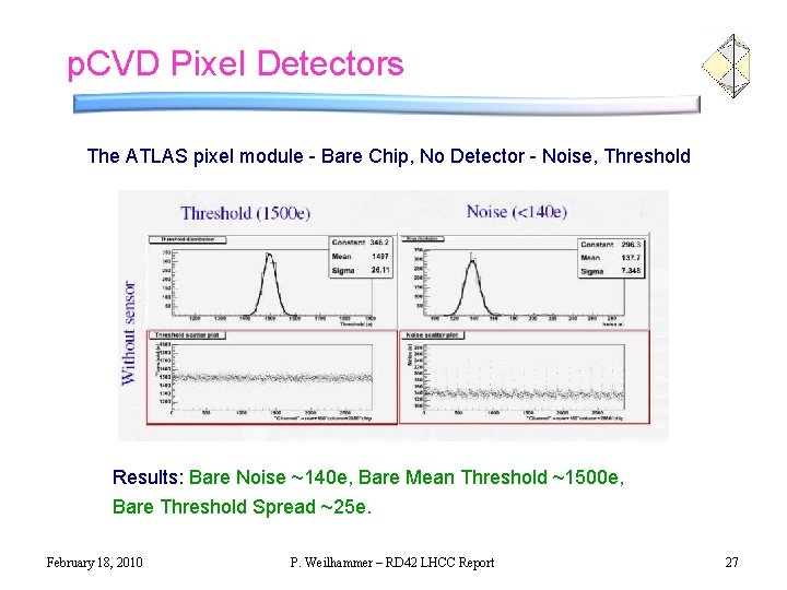 p. CVD Pixel Detectors The ATLAS pixel module - Bare Chip, No Detector - p. CVD Pixel Detectors The ATLAS pixel module - Bare Chip, No Detector -