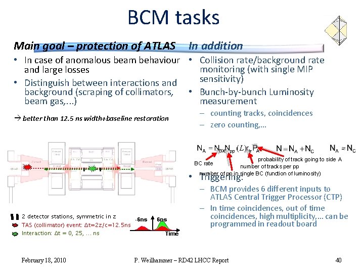 BCM tasks Main goal – protection of ATLAS In addition • In case of