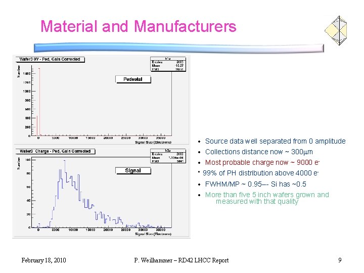 Material and Manufacturers • Source data well separated from 0 amplitude • Collections distance