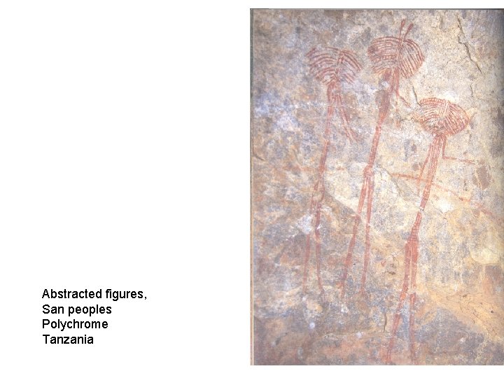 Abstracted figures, San peoples Polychrome Tanzania 