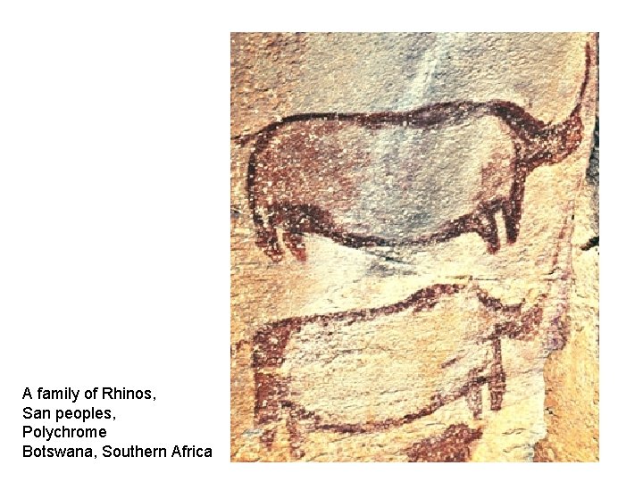A family of Rhinos, San peoples, Polychrome Botswana, Southern Africa 