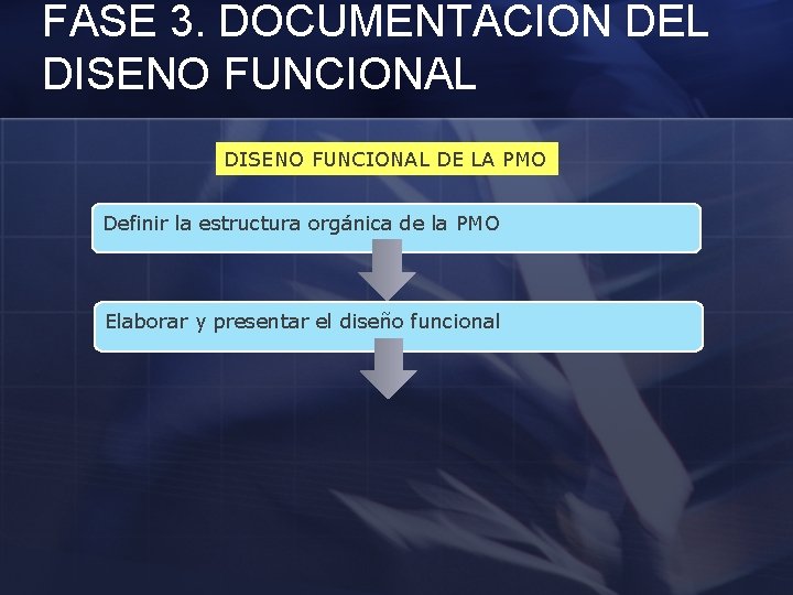 FASE 3. DOCUMENTACION DEL DISENO FUNCIONAL DE LA PMO Definir la estructura orgánica de