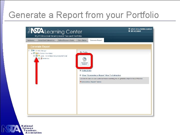 Generate a Report from your Portfolio National Science Teachers Association 