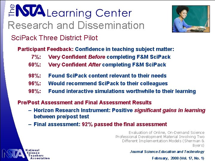 Research and Dissemination Sci. Pack Three District Pilot Participant Feedback: Confidence in teaching subject
