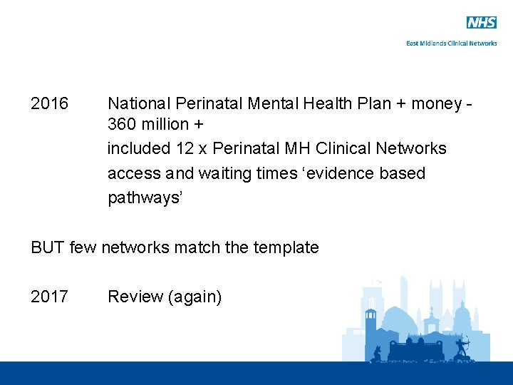 2016 National Perinatal Mental Health Plan + money 360 million + included 12 x