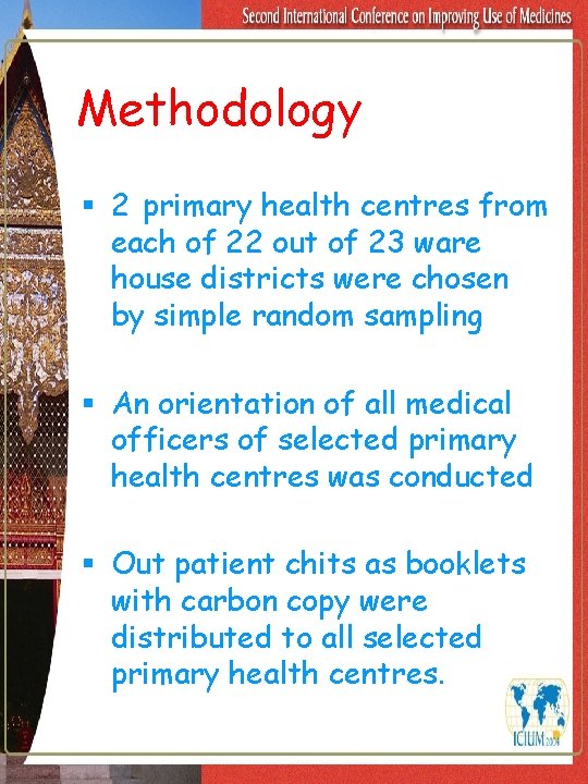 Methodology § 2 primary health centres from each of 22 out of 23 ware