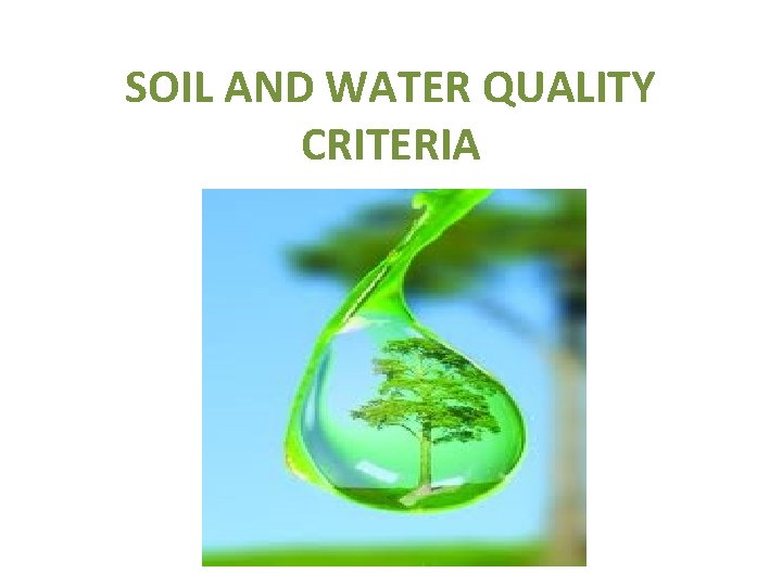 SOIL AND WATER QUALITY CRITERIA 