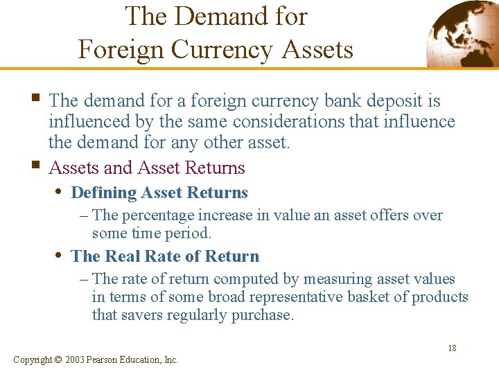 The Demand for Foreign Currency Assets § The demand for a foreign currency bank
